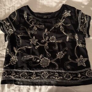 Black embellished top